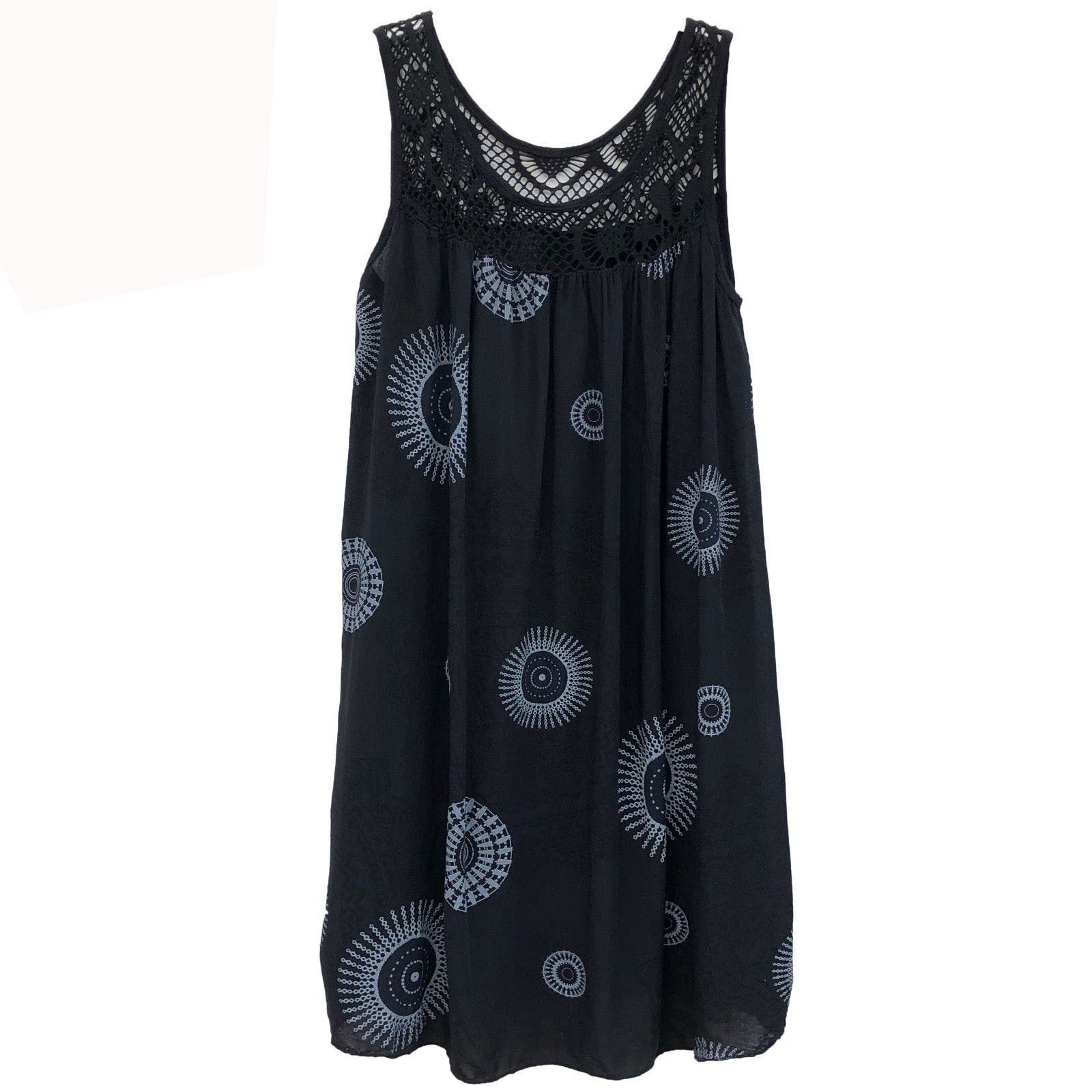 European And American Women's Clothing Lace Print Sleeveless Swing Loose Sexy Dress