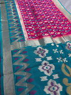 Kalyani | Hot Pink & Rama Green Art Silk Pochampally Saree