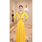 2026 Female India Saree Dress Long Sleeve Big Swing Clothes Oriental Classical Stage Performance Costume Bollywood Wear DQL12728