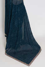 Sia | Cobalt Blue Georgette Kashmiri Embroidery Saree| Designer Cocktail Glamour