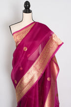 Gracy : Purple and Gold Chand Sitara Kora Organza Banarasi Saree