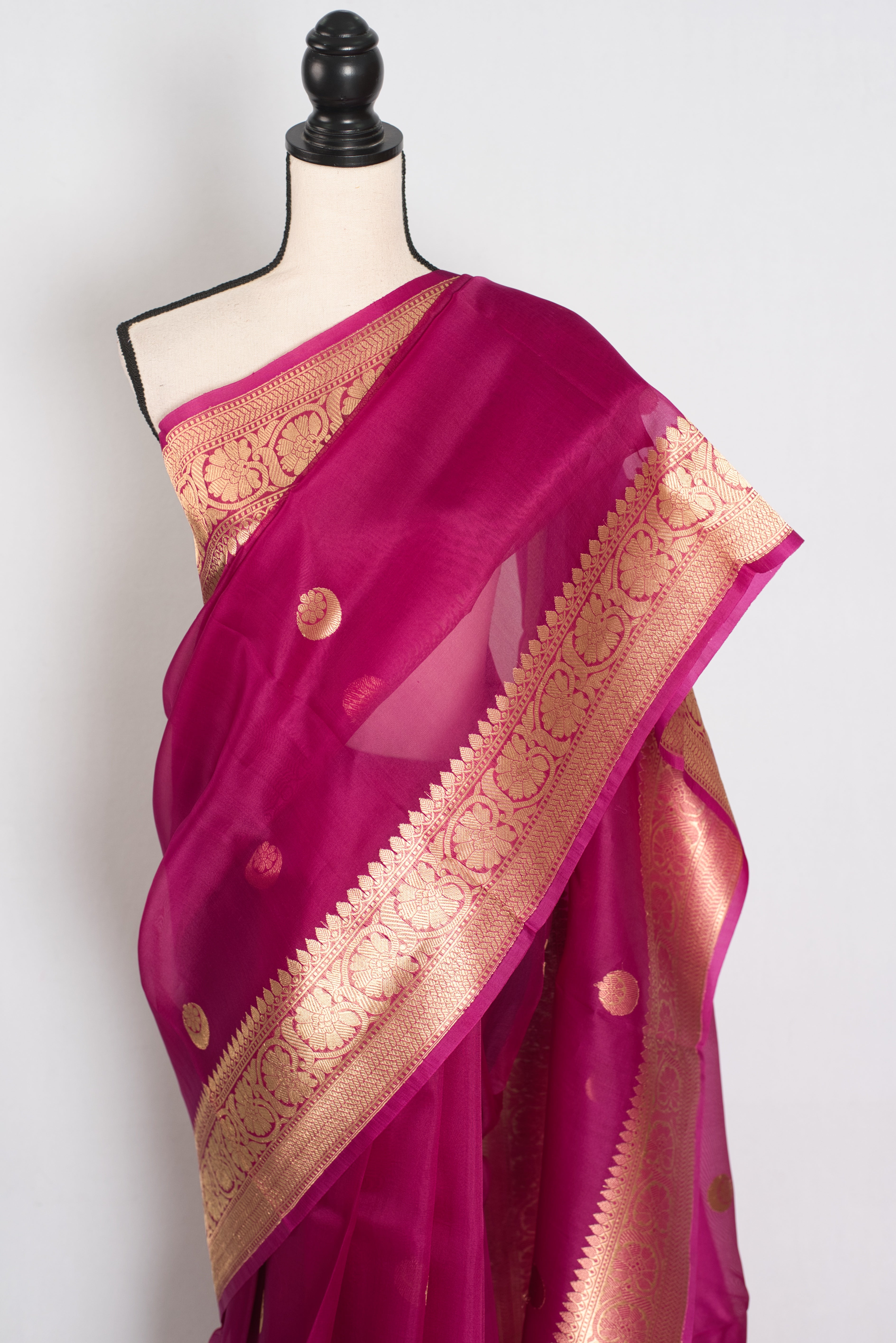 Gracy : Purple and Gold Chand Sitara Kora Organza Banarasi Saree