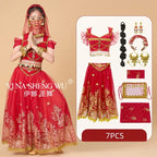 Children's Indian Princess Belly Dance Set Eastern Indian Dance Sari Girl Performance Clothing Children's Stage Costumes