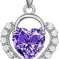 Heart Necklaces for Women 18K White Gold Plated Birthstone CZ Love Heart Pendant Necklace Adjustable Chain Jewelry Necklaces Birthday Gifts Present for Wife Her