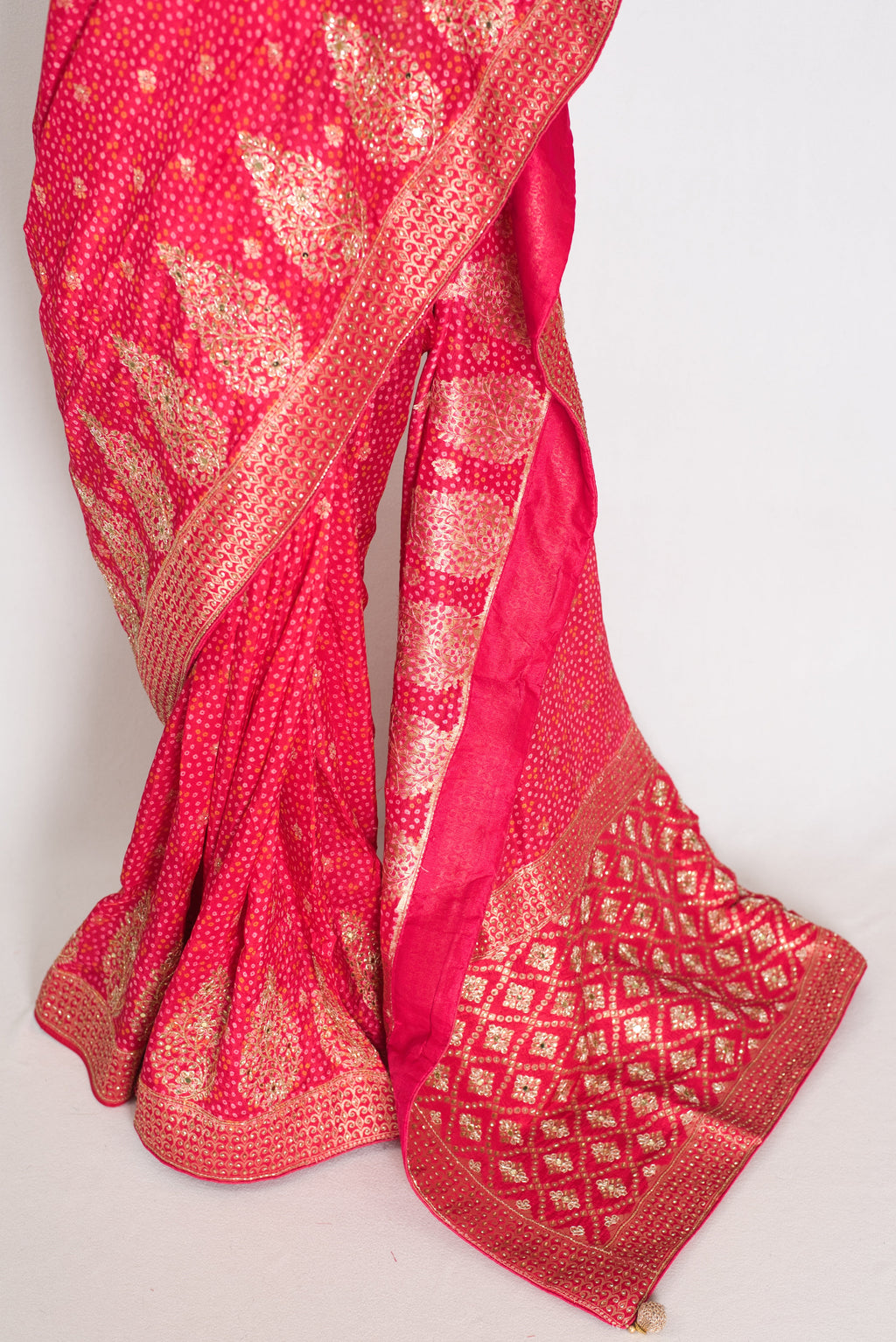 Mili | Hot Pink Dola Silk Embroidery Saree | Sequins & Zari Accents