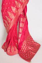 Mili | Hot Pink Dola Silk Embroidery Saree | Sequins & Zari Accents