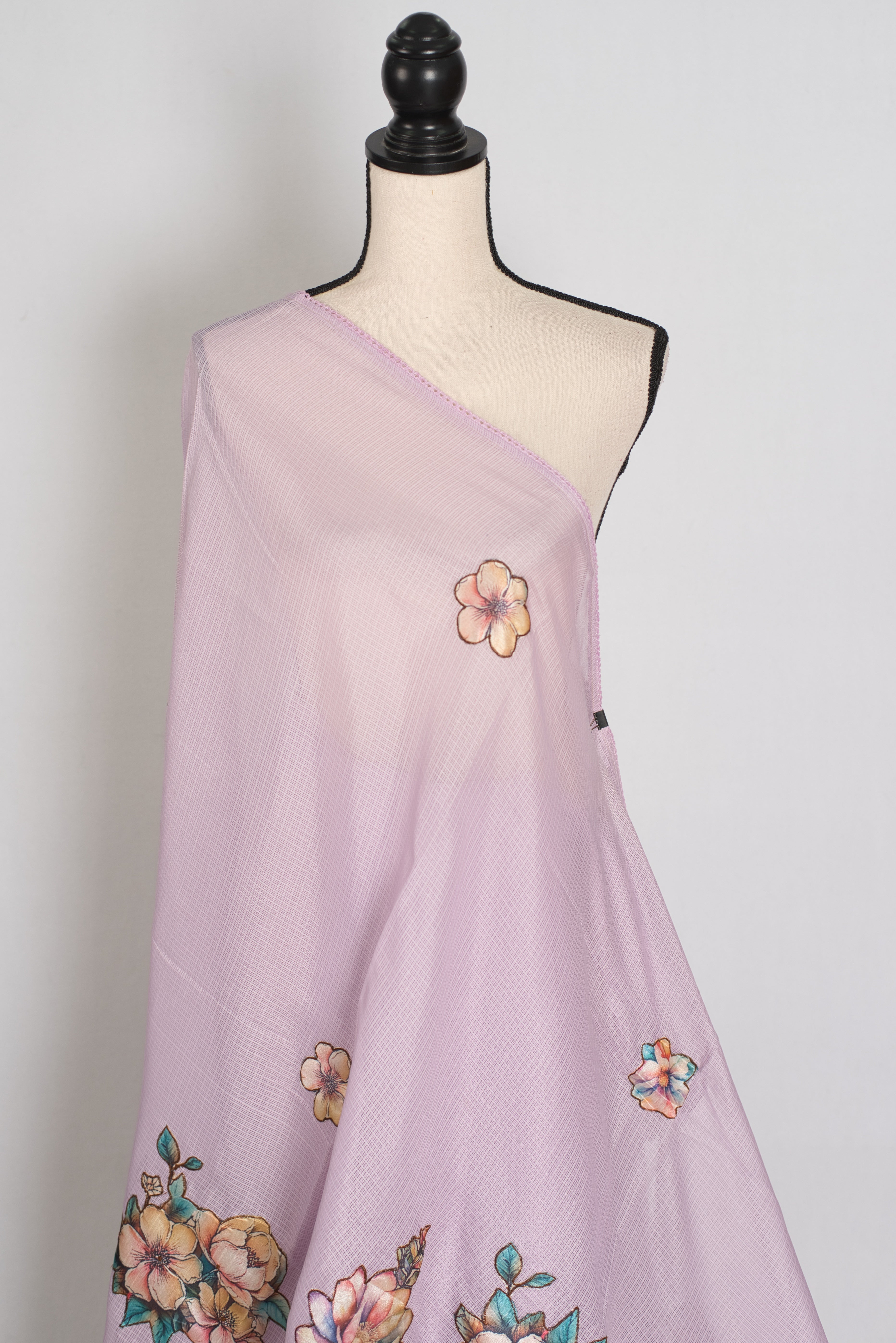 Mouli | Lavender Semi Silk Kota Saree with Designer Floral Applique Work