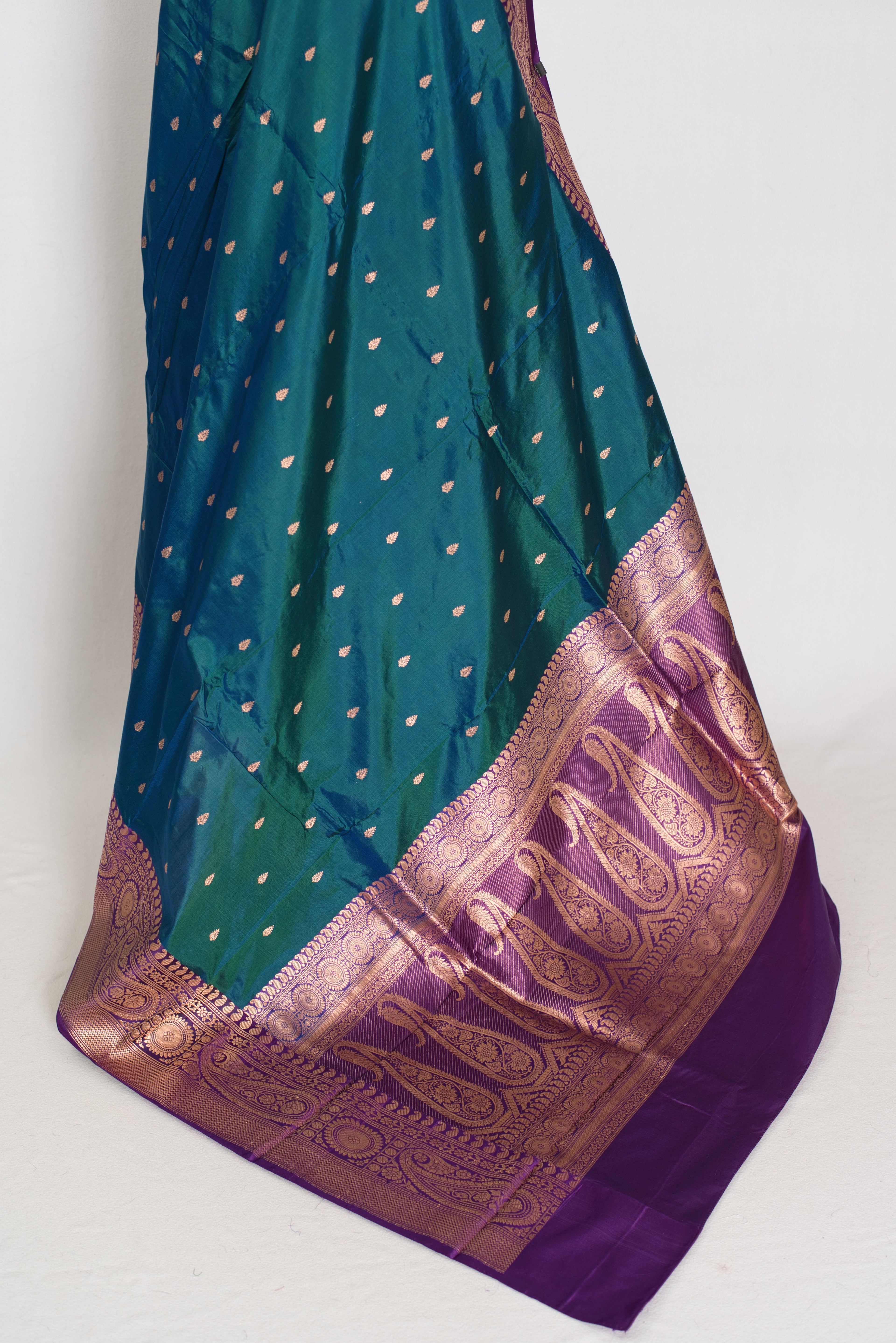 Mayuri | Peacock Green & Purple Pure Banarasi Silk Saree | Silk Mark Certified