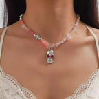 Colorful Skull Pearl Necklace Trendy And Versatile