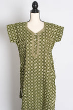 Printed Green Pure Cotton Nightwear in Regular Size — Style C (Sep)
