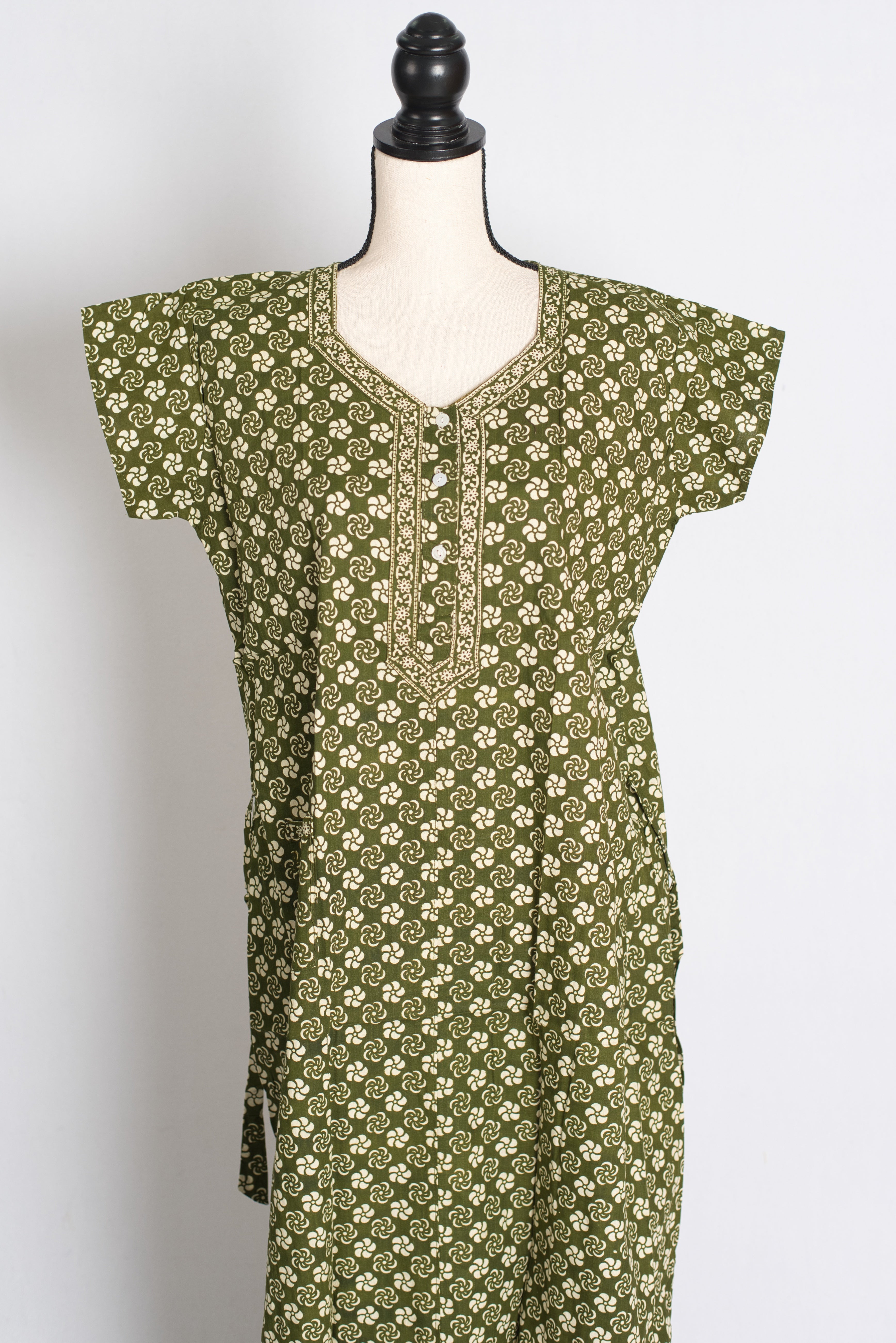 Printed Green Pure Cotton Nightwear in Regular Size — Style C (Sep)