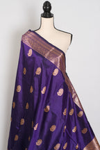 Leela | Royal Purple Katan Banarasi Silk Saree | Lightweight Handloom Luxury