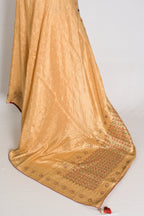 Benu : Beige and Gold Dola Silk Banarasi Saree with Hand-Embroidered Work
