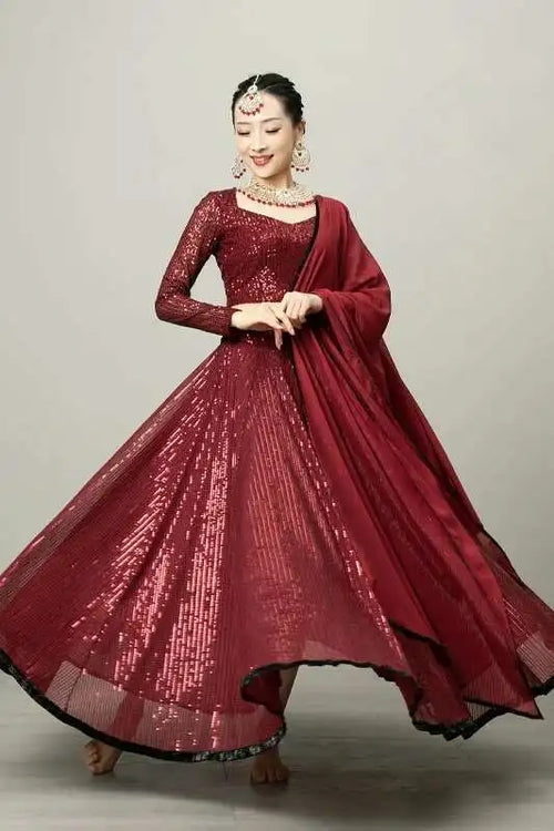 Iman Exotic Indian Dance Dress Ethnic Style Female Dance Dress Performance Photography Sari Top Large Swing Skirt Set