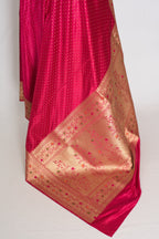 Rosy | Rose Pink Semi Mashru Banarasi Saree | Pre-Stitched Size 40 Blouse