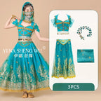 Children's Indian Princess Belly Dance Set Eastern Indian Dance Sari Girl Performance Clothing Children's Stage Costumes