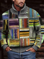Mens Casual 3D Printed Christmas Zip-Up Jacket