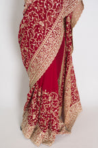 Vibah | Maroon Georgette Heavy Bridal Saree| Festive & Karwa Chauth Edition