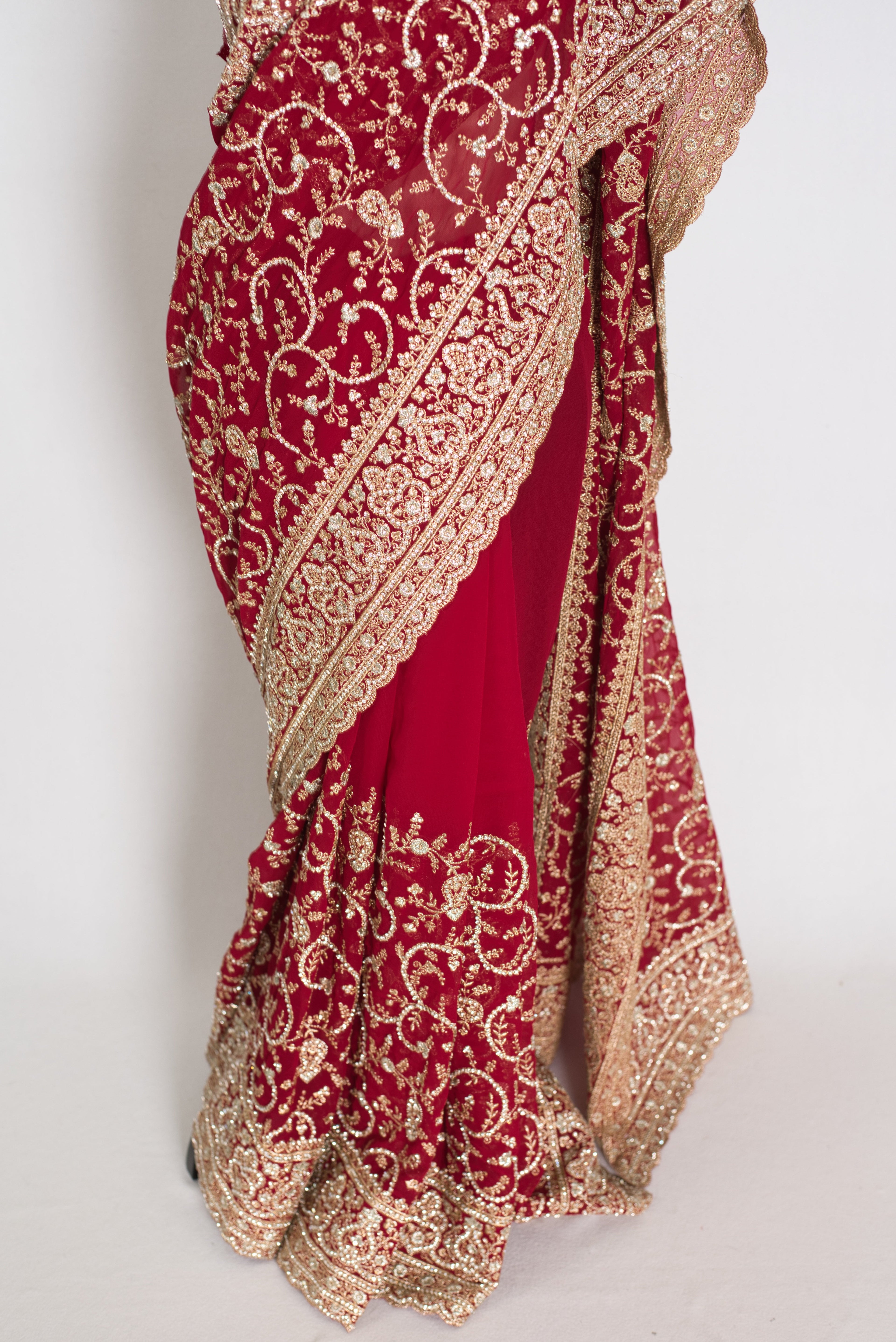 Vibah | Maroon Georgette Heavy Bridal Saree| Festive & Karwa Chauth Edition