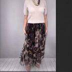 Womens Mesh Skirt Solid-color Casual TopT-shirt
