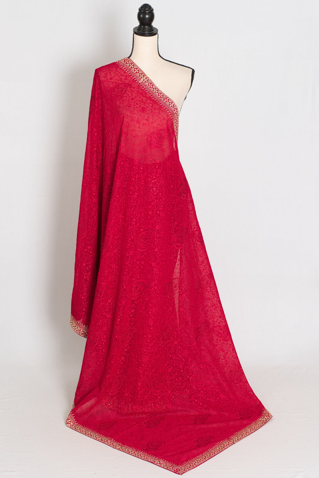 Reeva | Rosy Pink Georgette Kashmiri Embroidery Saree| Cocktail Partywear