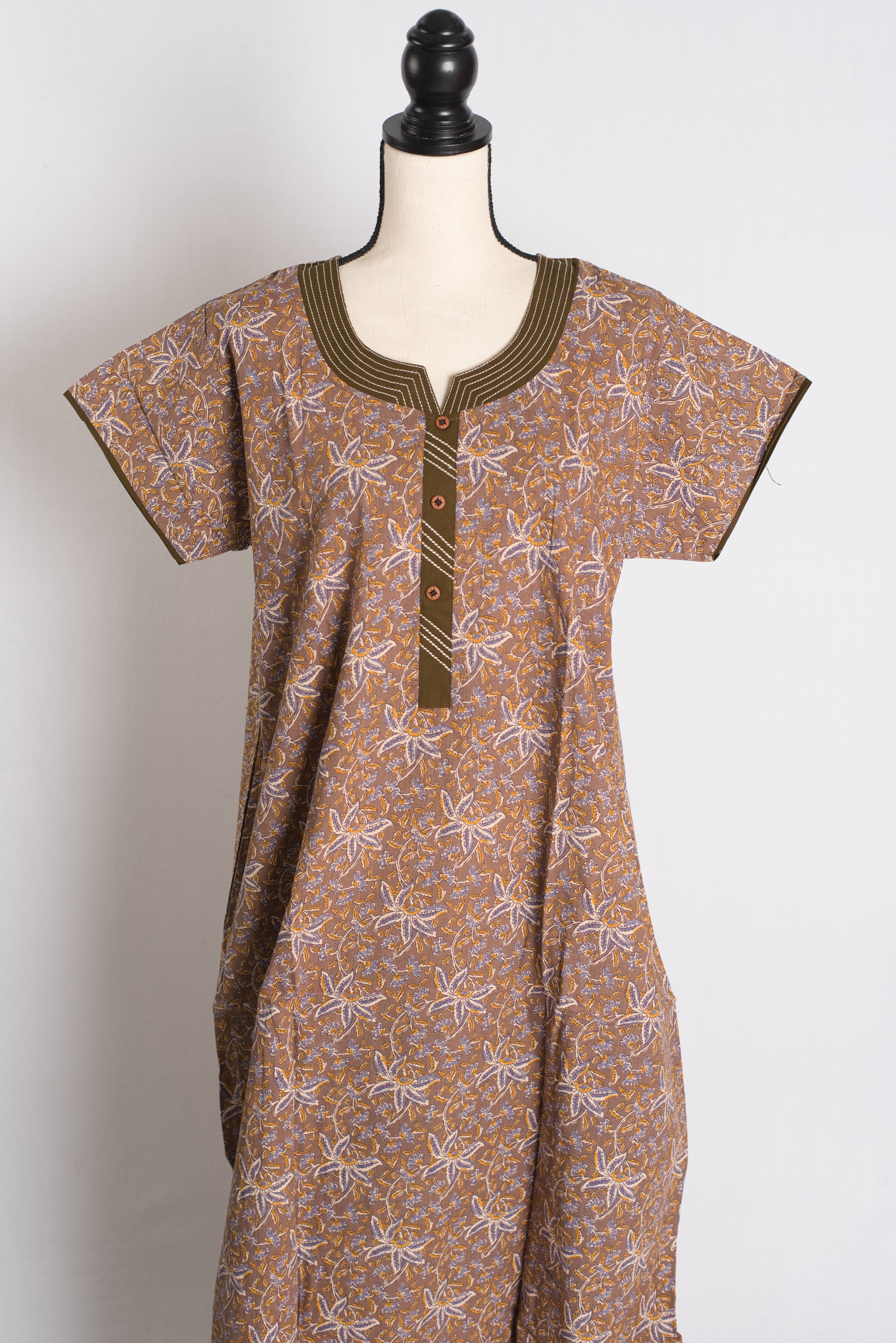 Printed Brown Pure Cotton Nightwear in Regular Size — Style A (Aug)