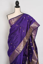 Mahua | Silk Mark Certified Pure Katan Banarasi Saree | Purple & Antique Gold
