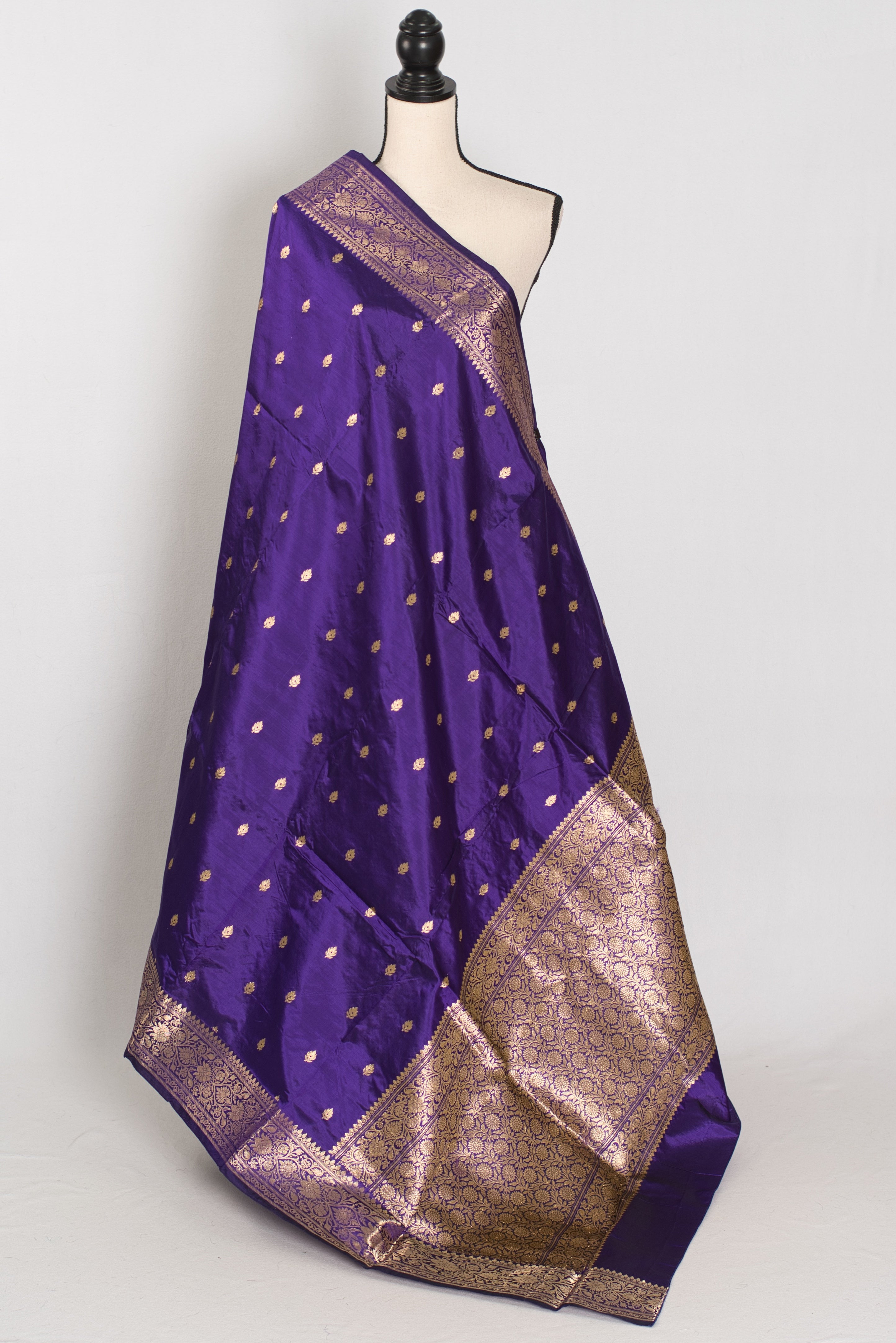Mahua | Silk Mark Certified Pure Katan Banarasi Saree | Purple & Antique Gold
