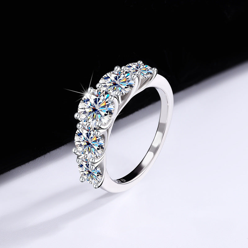 S925-stamped Lab-grown Moissanitezirconia Womens Eco-friendly Silver Ring