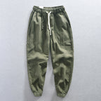 Mens Relaxed-fit Cotton-linen Casual Cropped Pants