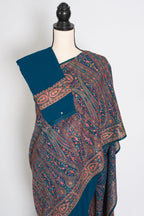 Mira | Cobalt Blue Georgette Saree | All-Over Multicolor Kashmiri Embroidery