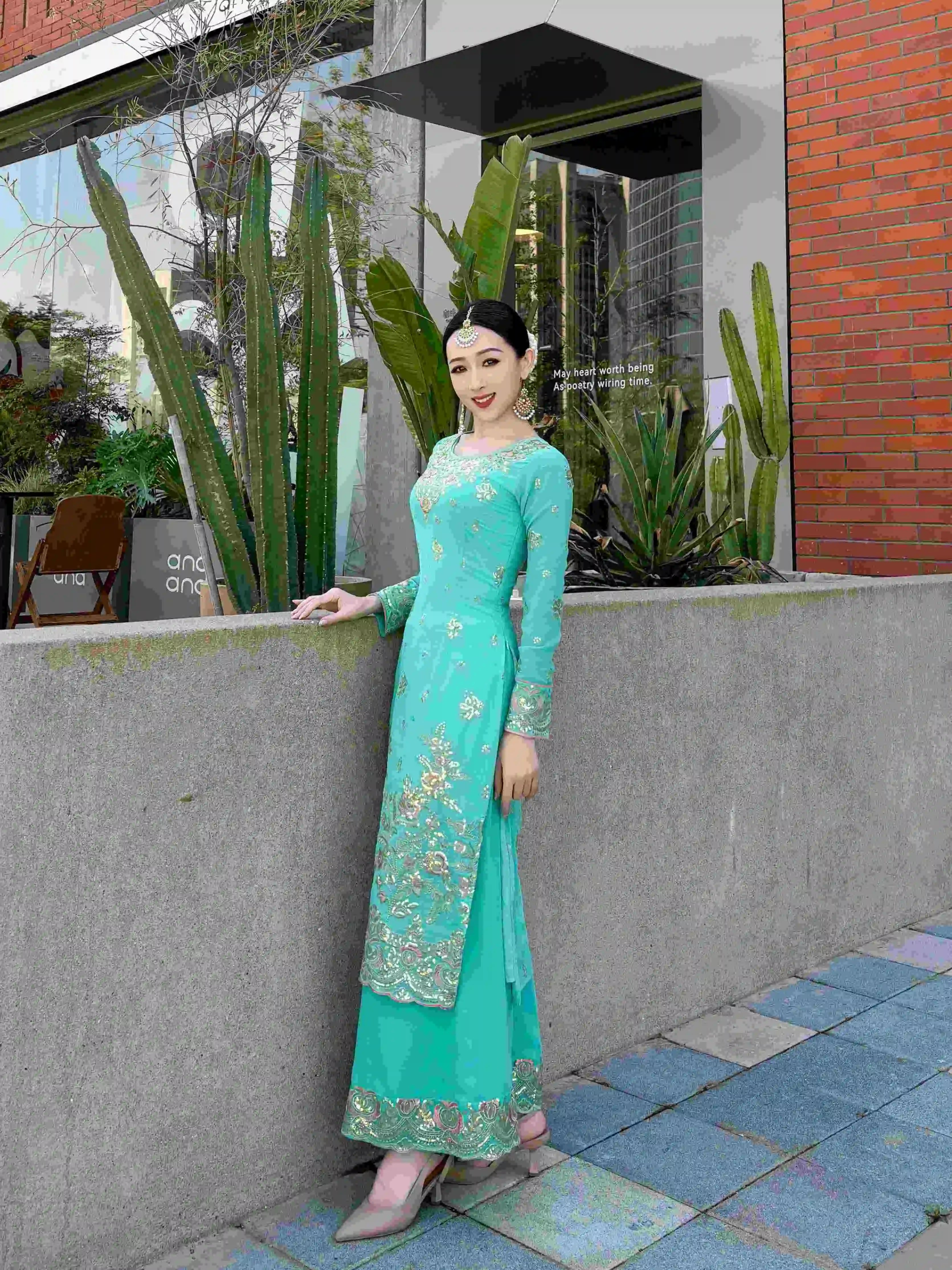 Female Indian Traditional Dance Dress Long Sleeve Tops Pants Bollywood Dance Saree Veil Suit Belly Dance Stage Clothing DQL10759