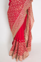 Eva | Red and Gold Georgette Bridal Saree | Royal Festive & Wedding Wear