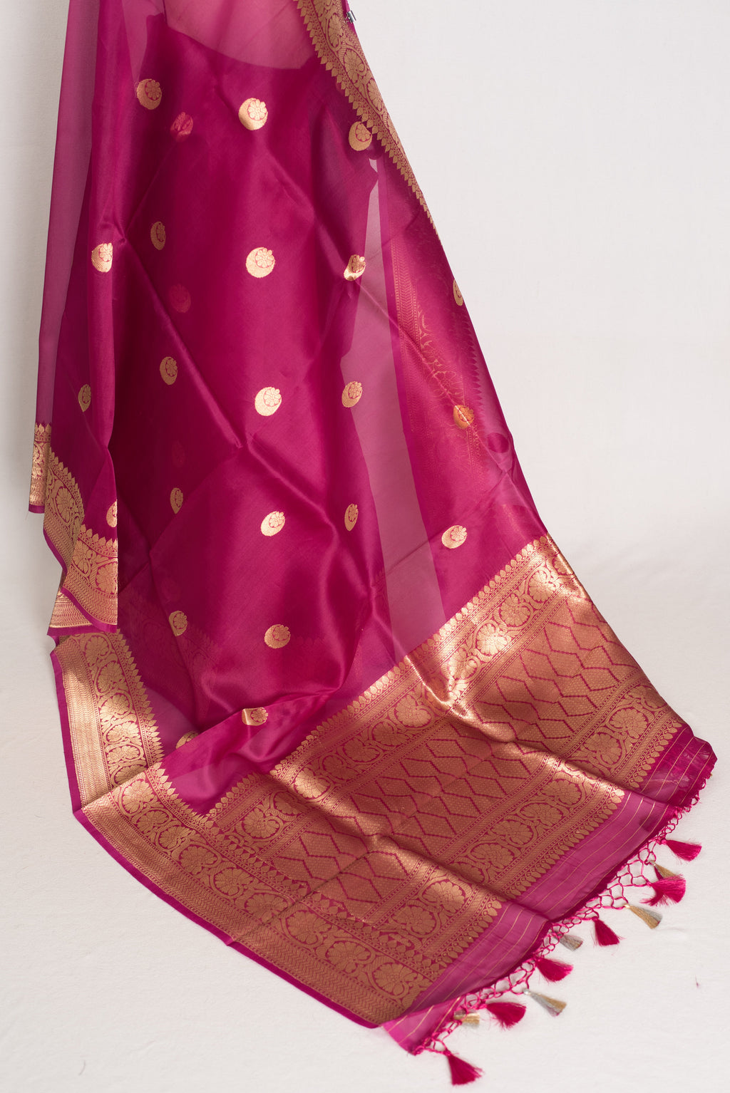Gracy : Purple and Gold Chand Sitara Kora Organza Banarasi Saree