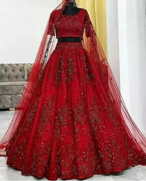 designer sarees kolkata Red India Wedding Dress Two Pieces Short Sleeves Scoop Appliques customsized Bridal Party Gowns shyamal