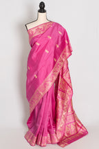 Swarna | Pink and Cream Handwoven Bishnupuri Baluchari Silk Saree