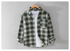 Cotton Plaid Long-sleeved Shirt Retro Cotton Brushed Casual Overshirt
