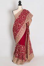 Vibah | Maroon Georgette Heavy Bridal Saree| Festive & Karwa Chauth Edition
