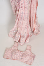 Ila | Baby Pink Soft Net Saree | Ready-to-Wear Set with Size 36 Stitched Blouse