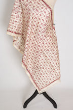 Ankhi : Tussar Silk Stole with Hand Embroidery Kantha Stitch – Beige and Maroon