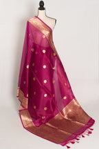 Gracy : Purple and Gold Chand Sitara Kora Organza Banarasi Saree
