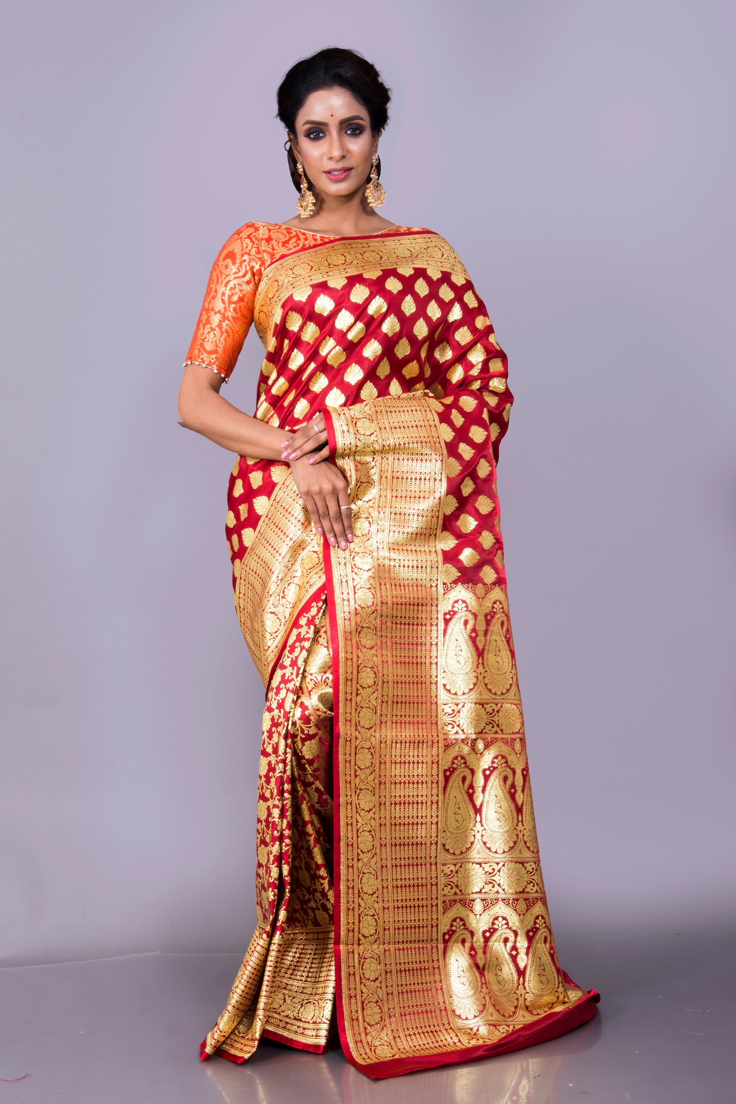 Art Silk Patli Pallu Maroon Banarasi Saree for Wedding