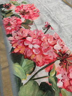 Ila | Grey & Vibrant Pink Floral Printed Semi Tussar Saree
