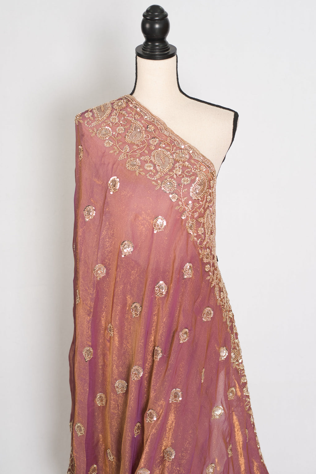Farheen | Soft Peach Purple Organza Saree | Luxury Cocktail & Wedding Reception