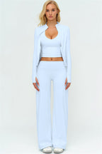 The Twirl Zip Jacket Halter Tank Top New Straight Leg Pants 3-Piece Set