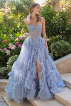 Andrea & Leo A1483 A-Line Gown Sheer Boned Bodice Strapless Fairytale