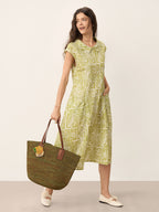 Handwoven Raffia Tote Bag With Leather Handles