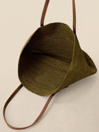 Handwoven Raffia Tote Bag With Leather Handles