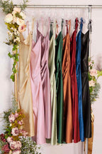 CLEARANCE - Cinderella Divine BD103 Satin Mauve Midi Length Dress Neck (Size S)
