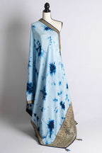 Blue Designer Shibori Saree with Embroidery Border